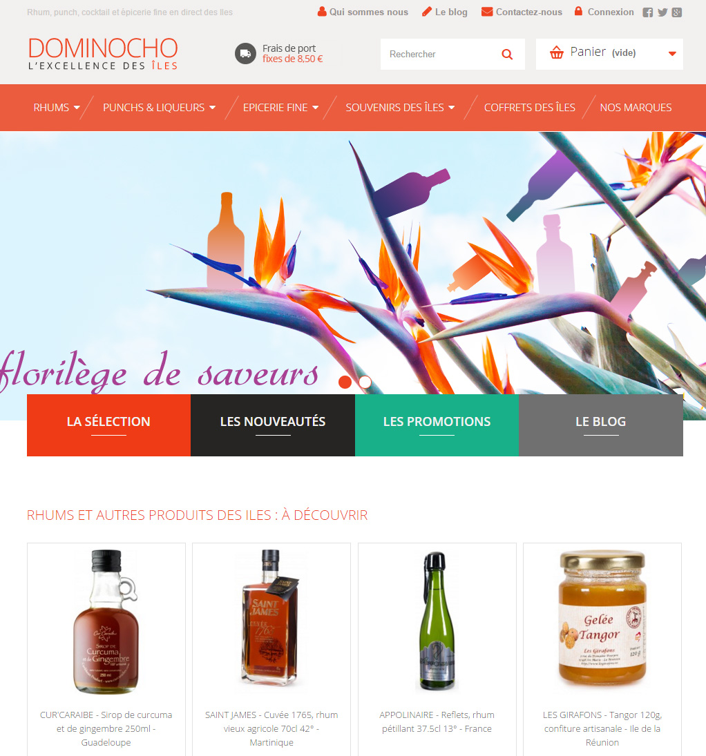 Site Prestashop Dominocho, spécialiste vente de rhum